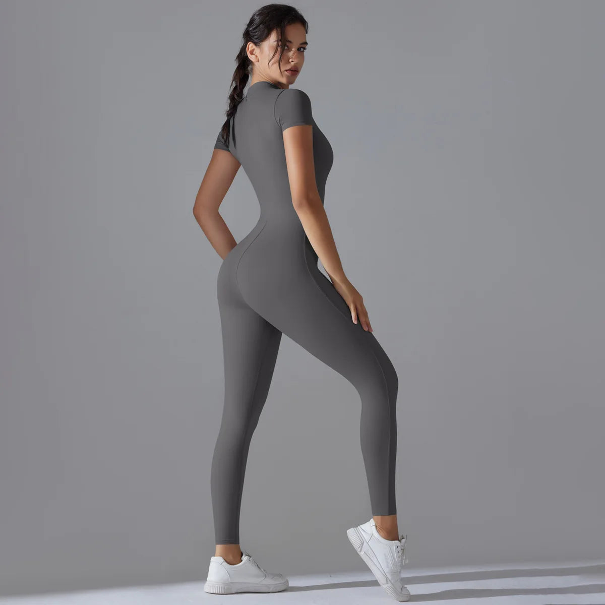 Women Zipper Bodysuits Fitness Sports Bodysuit Yoga Suit Breathable Quick Drying Sports Yoga Clothing Women Gym Push Up Workout