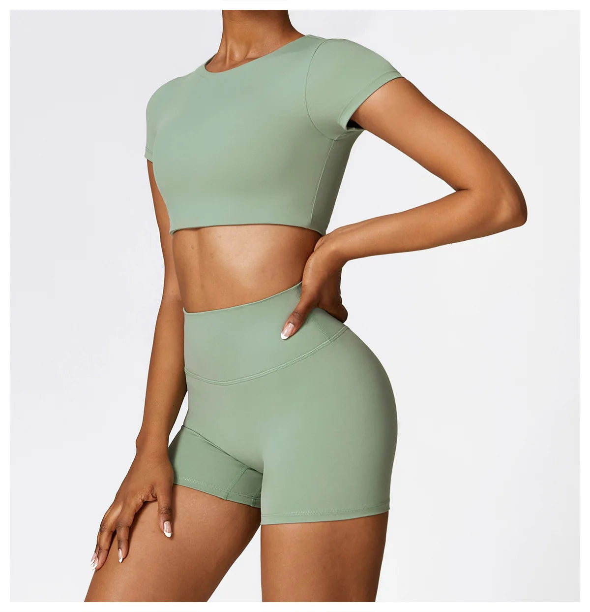 2PCS Seamless Yoga Set Women Workout Set Sportswear Gym Clothing Fitness Long Sleeve Crop Top High Waist Leggings Sports Suits