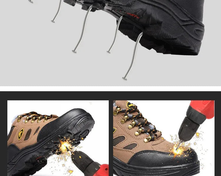 Zapatos de Seguridad 2023 Nuevos Zapatos de Seguridad de Invierno para Hombre, Felpa Abrigada, Alta Calidad, Trabajo al Aire Libre, Tallas Grandes, Sepatu Safety
