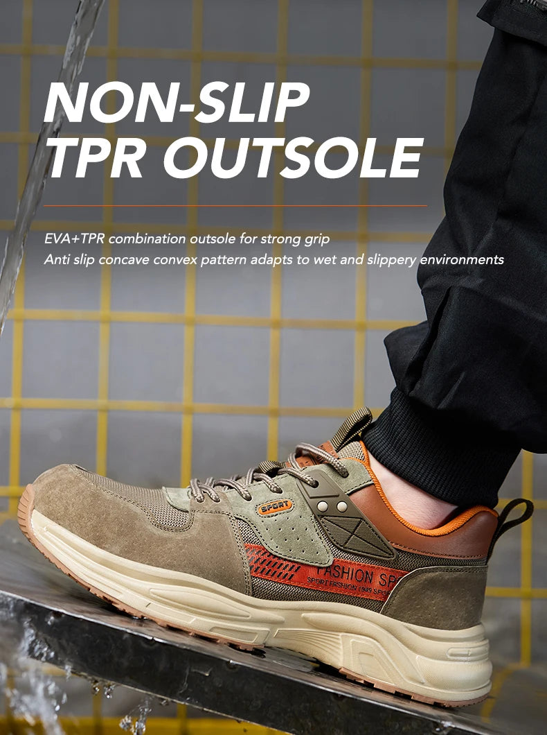 Zapato de trabajo antiperforación para hombre, zapatillas de trabajo de seguridad transpirables con puntera de acero, zapatos indestructibles, botas de trabajo transpirables.