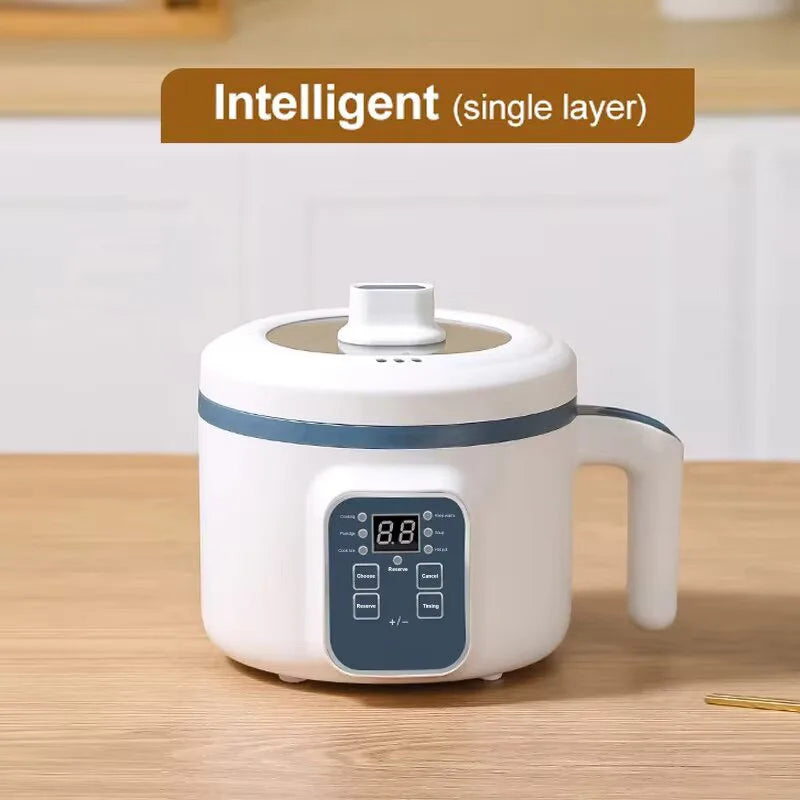 Máquina de cocina eléctrica doméstica para 1-2 personas, olla caliente, estofado, huevos, sopa, sartén antiadherente, olla arrocera eléctrica multifunción