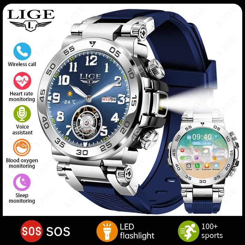 Nuevo reloj inteligente de negocios para hombre, pulsera impermeable de moda, reloj deportivo de lujo con monitor de ritmo cardíaco y sueño, reloj inteligente militar.