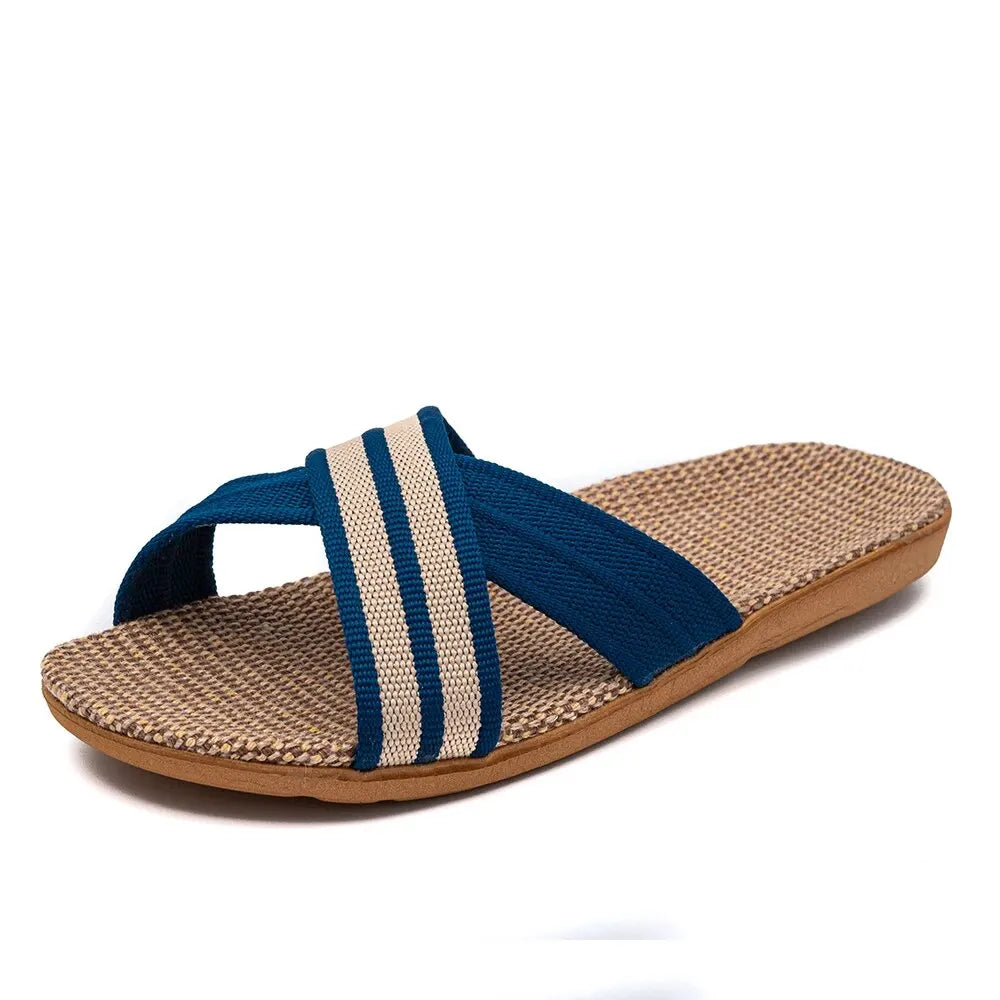 Sandalias planas de lino para mujer, ligeras y casuales, de talla grande, para verano, para el hogar, envío gratis