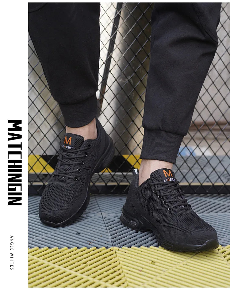 Calzado de seguridad para hombre, botas de trabajo ligeras, zapatillas con cámara de aire, zapatos de trabajo antiperforación, zapatos indestructibles con puntera de acero.