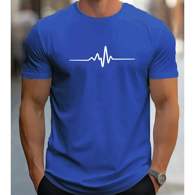 Camiseta deportiva informal de manga corta con cuello redondo y estampado gráfico creativo de talla holgada de verano 100 % algodón para hombre 2025