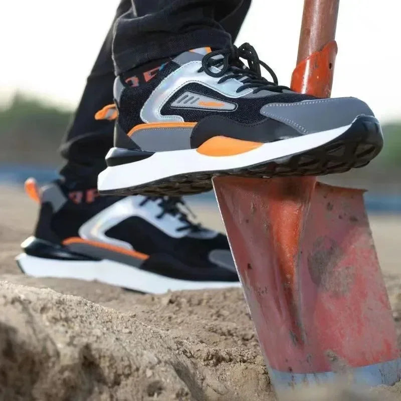 Zapatos de trabajo para hombre nuevos, con punta de acero, antigolpes y antipuñalamientos, transpirables y antideslizantes.