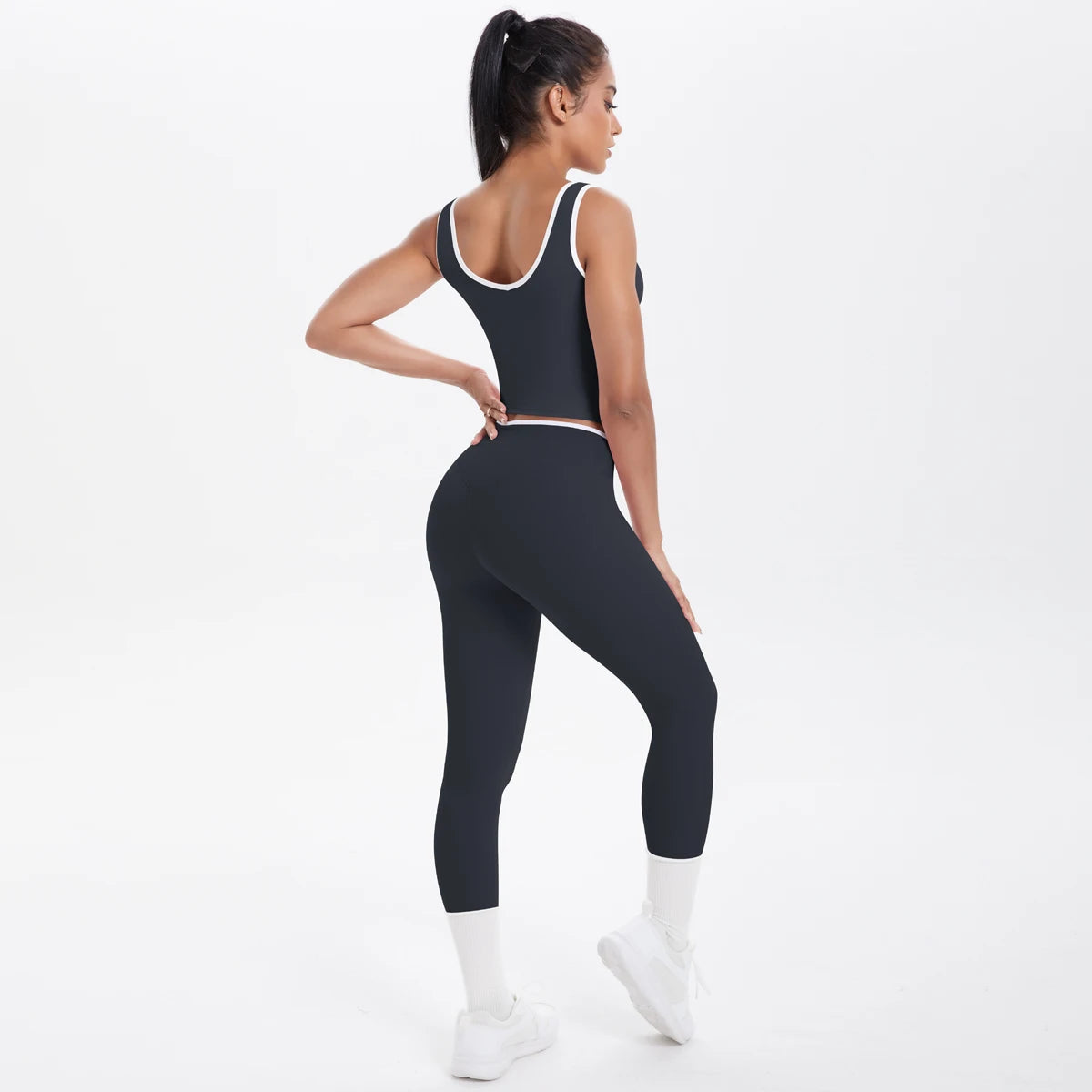 Conjunto de 2 piezas de pantalones de yoga con espalda descubierta y leggings para correr, de cintura alta, con estampado de melocotón y glúteos, para fitness y deportes.
