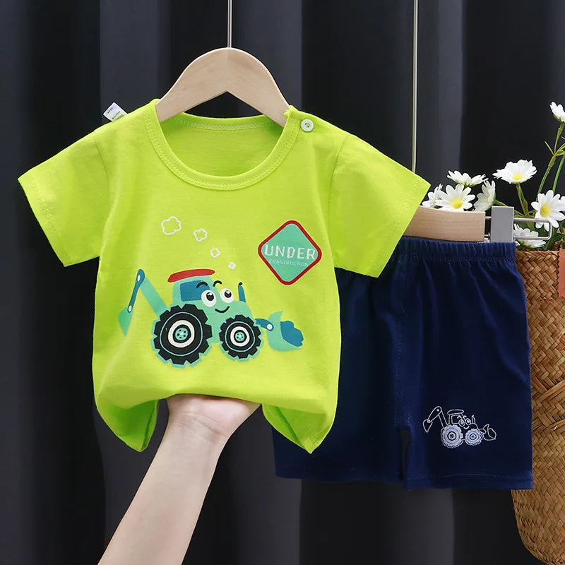 Conjuntos de ropa para niños, camisetas con estampado de dibujos animados, camisetas sencillas de moda, pantalones cortos, nuevas camisetas bonitas, chándales, camisetas de manga corta para niños, pantalones cortos