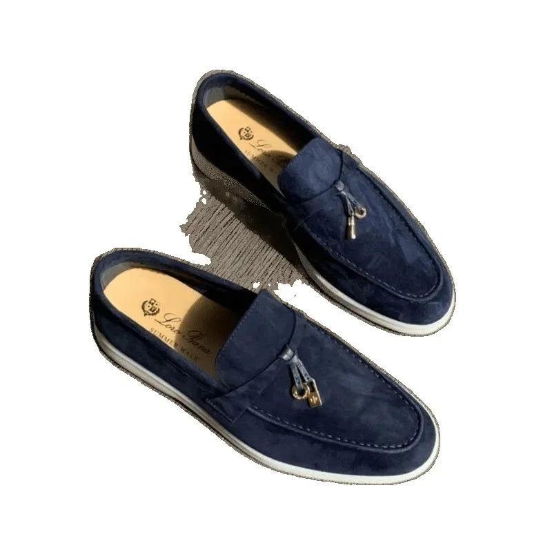 Mocasines planos unisex sin cordones para parejas, informales, de piel de oveja, con suela plana, para el tiempo libre, con punta redonda, de TPR, para primavera y otoño
