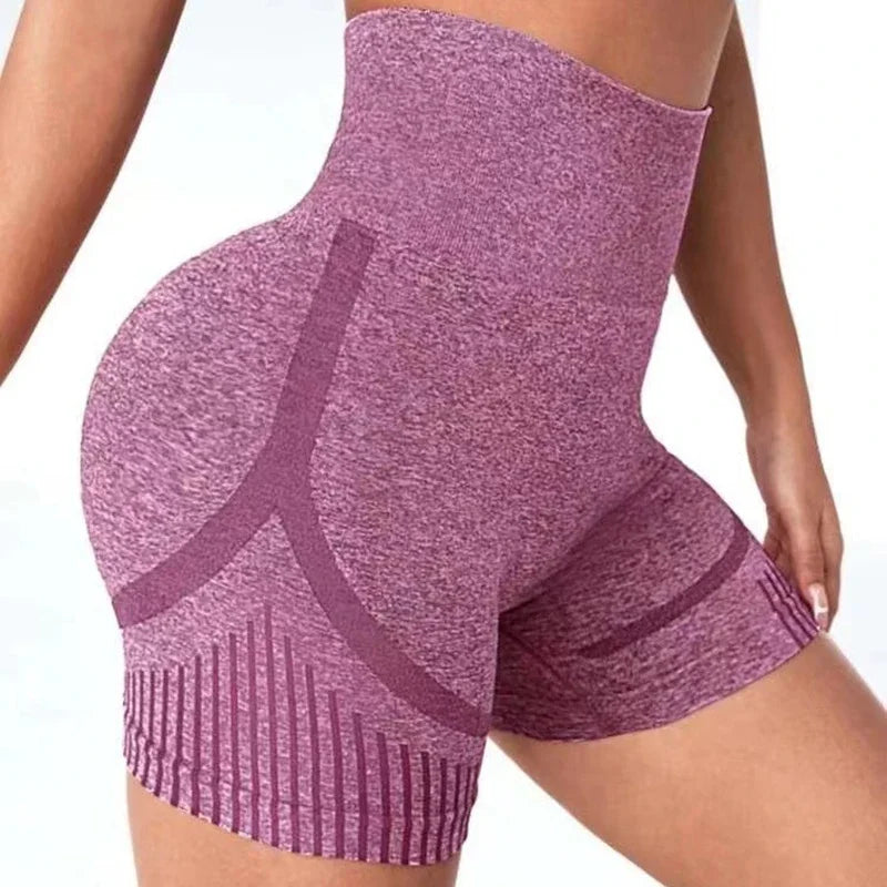 Leggings de yoga de Europa y Estados Unidos, sin costuras, elásticos, de cintura alta, de secado rápido, para deportes de ocio y yoga, pantalones cortos para mujer