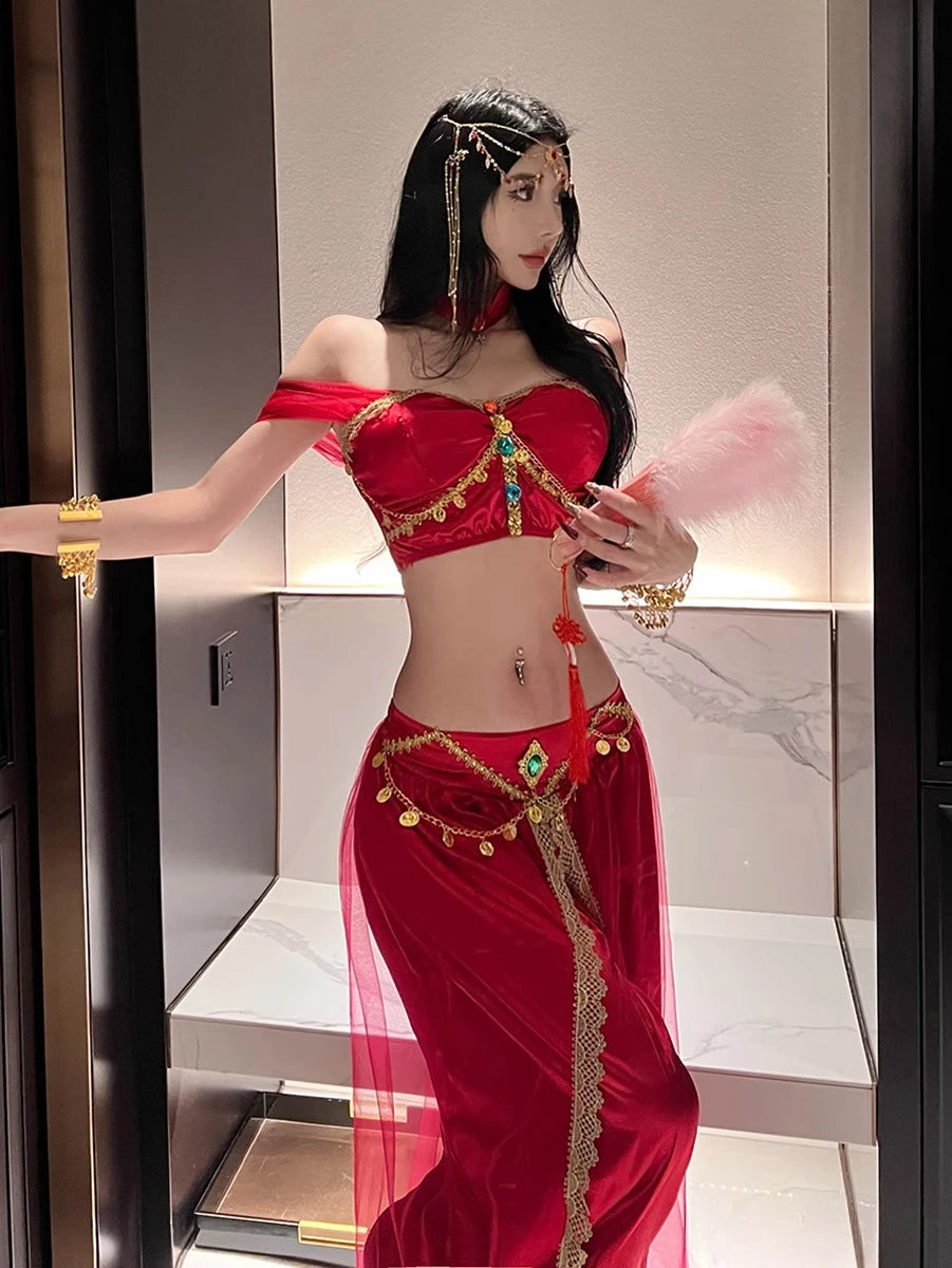 Role Playing Sexy Western Region Dancer Peacock Princess Greek Goddess Costume Hot Egyptian Indian Dancer Exotic Costume Stage