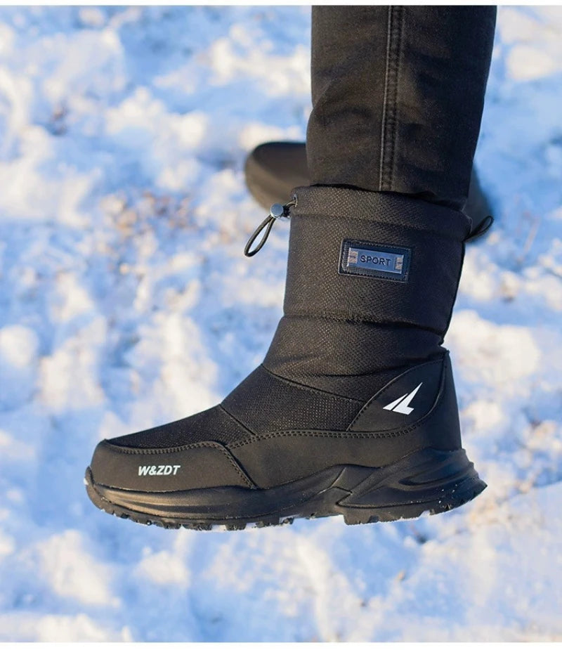 Botas de nieve altas antideslizantes para hombre, para deportes al aire libre, estilo noreste, gruesas, cálidas e informales, de algodón, con terciopelo impermeable.