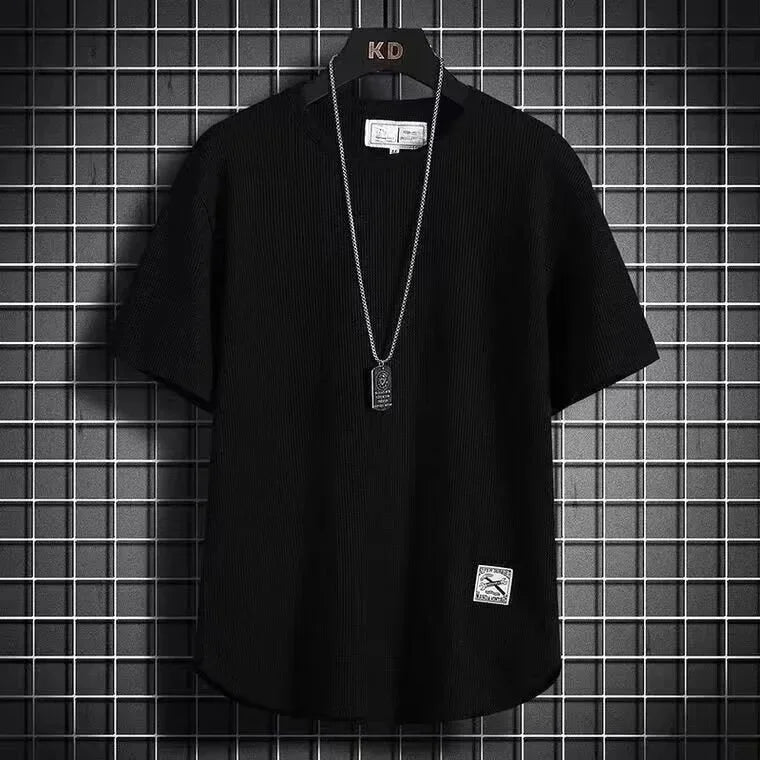 Camiseta de manga corta de seda blanca de hielo, fina, holgada, de talla grande, con cuello redondo, media manga, cinco mangas, informal, transpirable, para verano