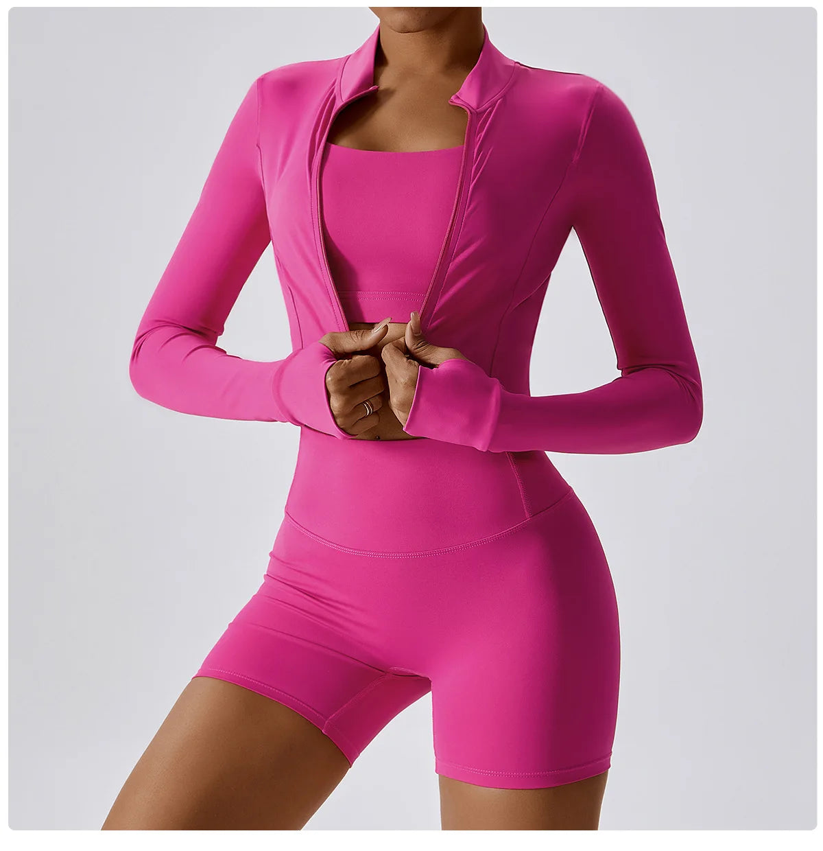 Conjunto de yoga de 3 piezas para mujer, conjuntos de entrenamiento, ropa deportiva para gimnasio, ropa deportiva con cremallera, leggings de manga larga y cintura alta, trajes deportivos, traje de yoga