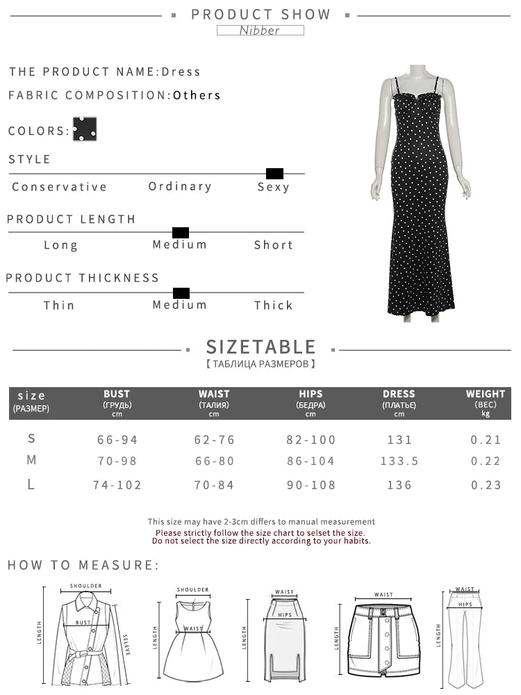 Vestido Nibber de verano, estilo moderno, con escote barco, estampado de lunares, tirantes finos, corte ajustado, elegante, estilo maxi, ideal para salir de fiesta.