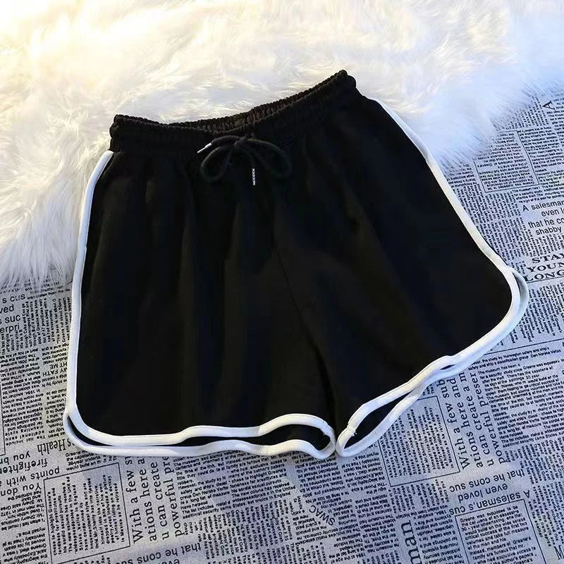 Pantalones cortos deportivos a rayas para mujer, moda coreana, minipantalones cortos casuales, pantalones cortos sencillos de verano, pantalones cortos holgados de pierna ancha para mujer, nuevos