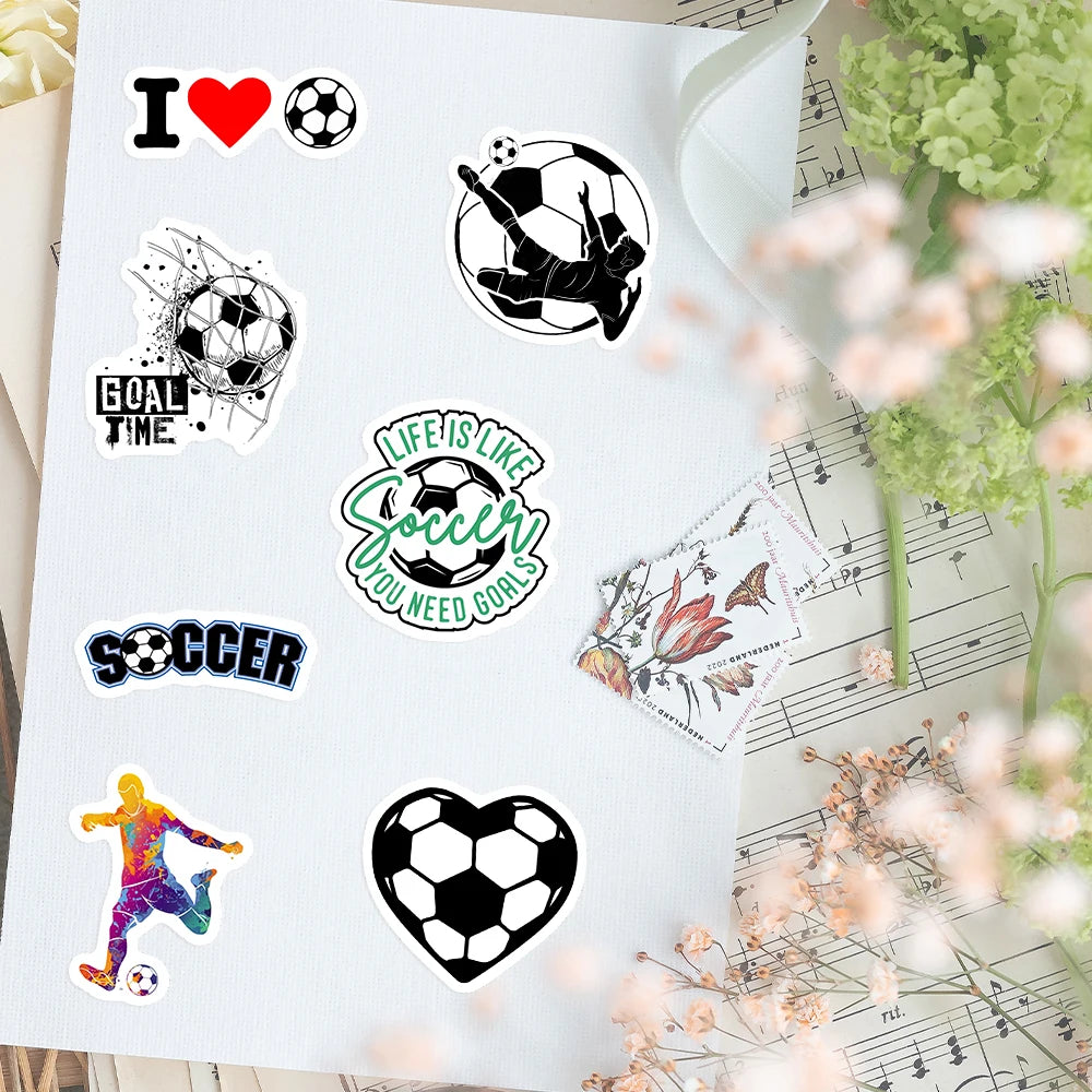 Pegatinas deportivas de fútbol, camisetas de jugadores, cascos, juguetes, calcomanías para portátiles, teléfonos, botellas, decoración, impermeables.