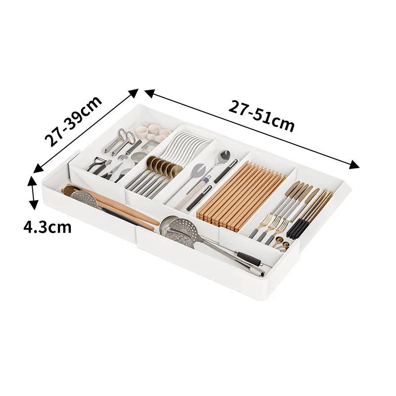 Organizador de plástico ajustable y versátil, ligero y de gran capacidad para escritorio, cajón, cafetería, cocina, oficina, etc.