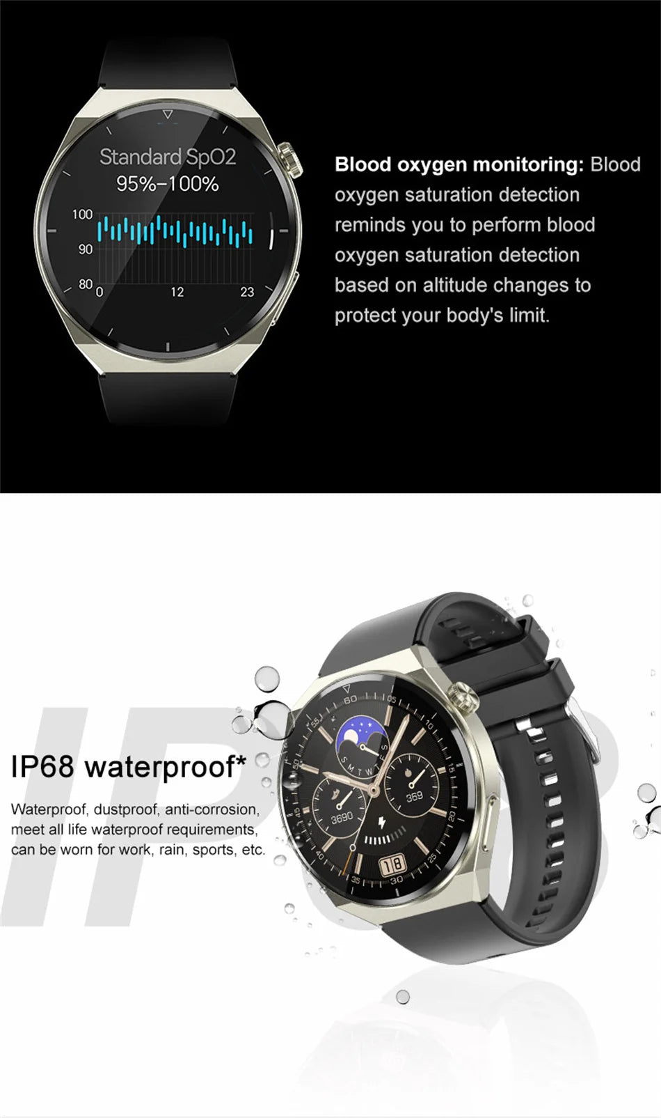 Reloj inteligente con tratamiento láser para hombres, dispositivo con ECG, PPG, frecuencia cardíaca, azúcar en sangre, monitor de salud, para Android e iOS, 2024