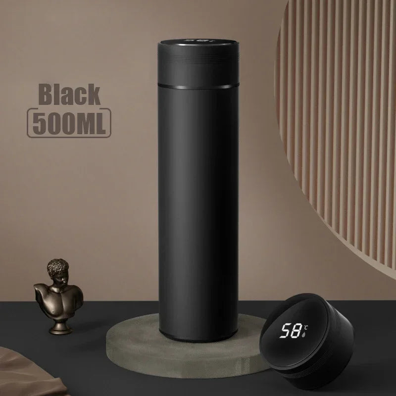 Termo de acero inoxidable dividido de 500 ml con pantalla de temperatura, aislado al vacío, ideal para exteriores, regalo para el Día del Padre.