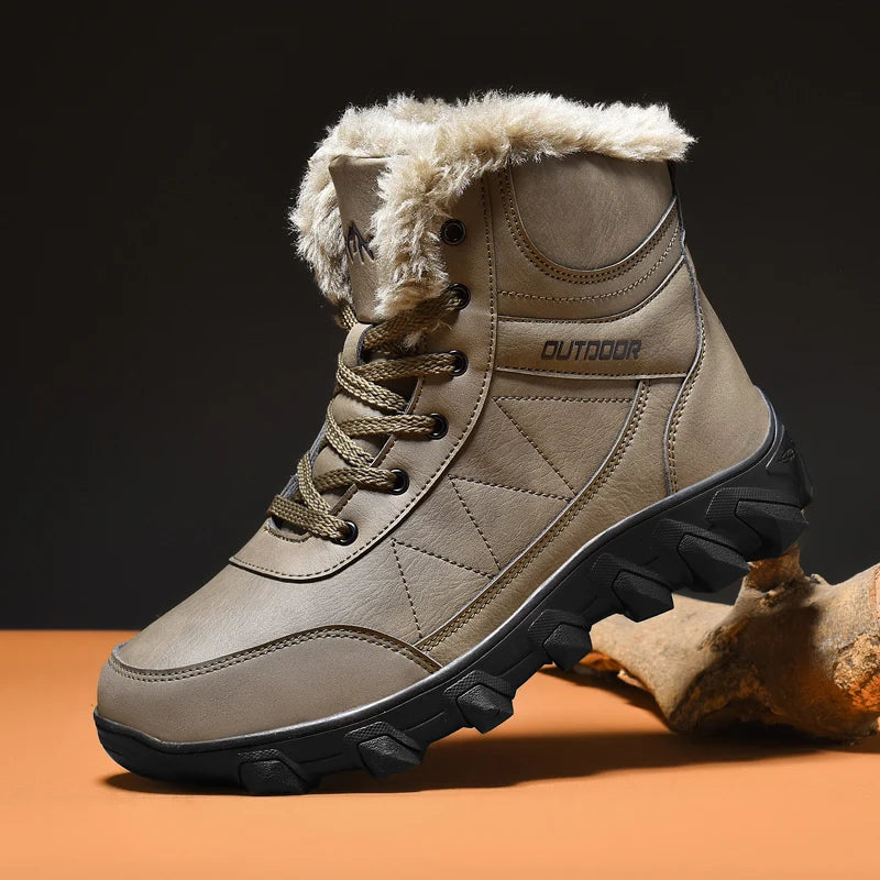 Botas de invierno para hombre, zapatillas cálidas, impermeables, antideslizantes, de felpa, de cuero, talla grande 48, novedad de 2024
