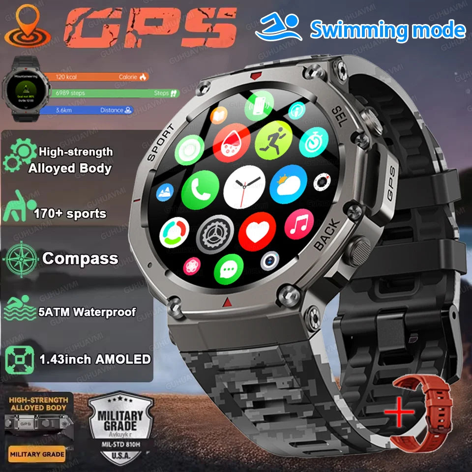 Reloj inteligente T-Rex 3 original con GPS, resistente al agua hasta 10 ATM, para hombre, con más de 170 modos deportivos y llamadas HD, compatible con relojes Huawei y Samsung 2025.