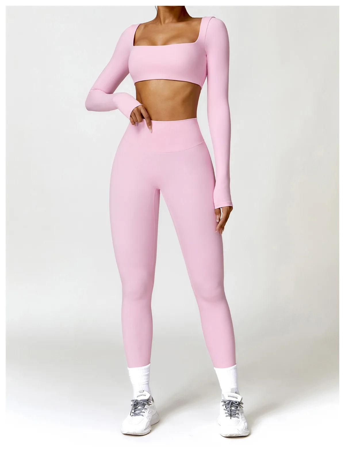 Conjunto deportivo de 2 piezas para mujer, de secado rápido, para gimnasio, chándal para correr, entrenamiento, camiseta deportiva de manga larga, ropa de yoga