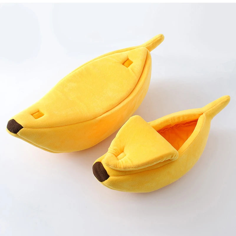 Cama tipo plátano para gatos, bonita, divertida y acogedora, cálida y duradera, portátil, para mascotas, cojín para perros, suministros para gatos, multicolor