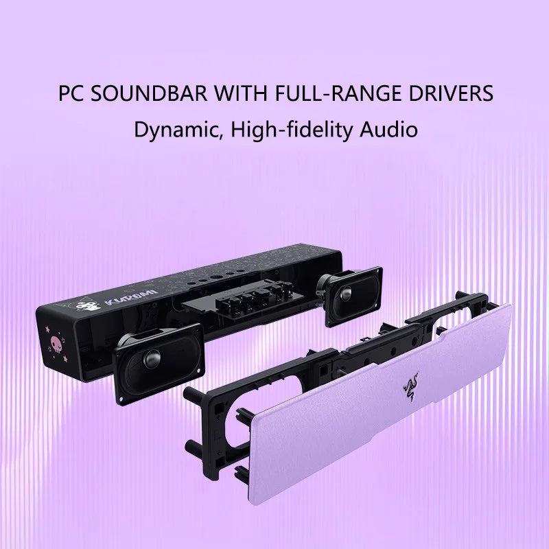 Barra de sonido para juegos de PC Razer Edición Sanrio Kuromi Bluetooth Estéreo RGB Portátil Teléfono móvil Tabletas Computadora Cine en casa Altavoces