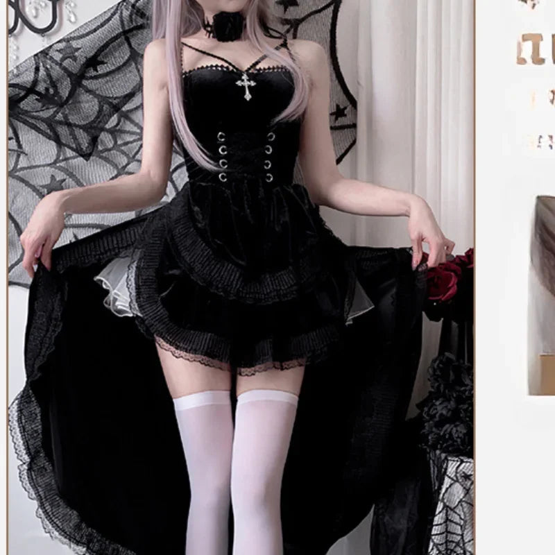 European and American Diablo Gothic Halloween Costume Ladies Dress Dovetail Witch Vampire Bride Performance Costume