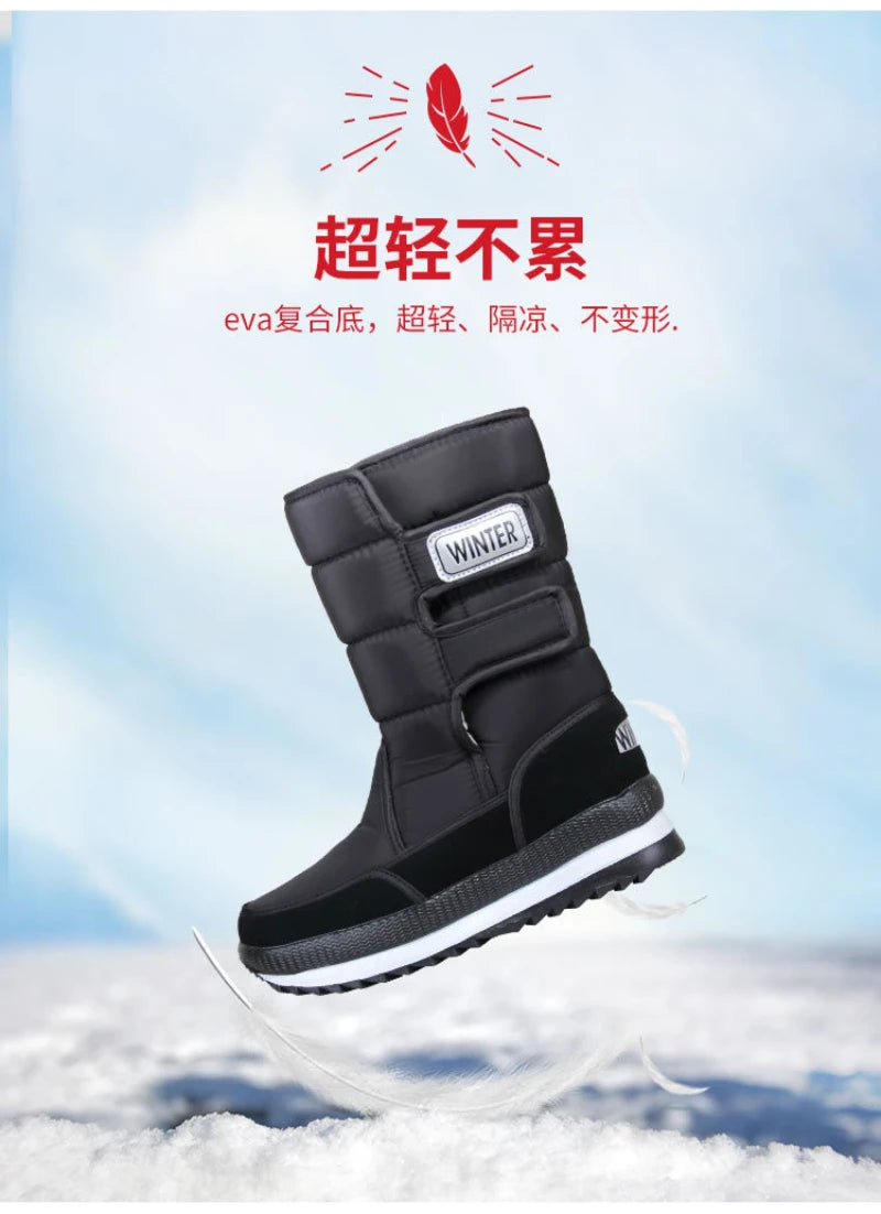 Botas de nieve gruesas, antideslizantes, cálidas, de terciopelo, para hombre y mujer, de algodón, para invierno.