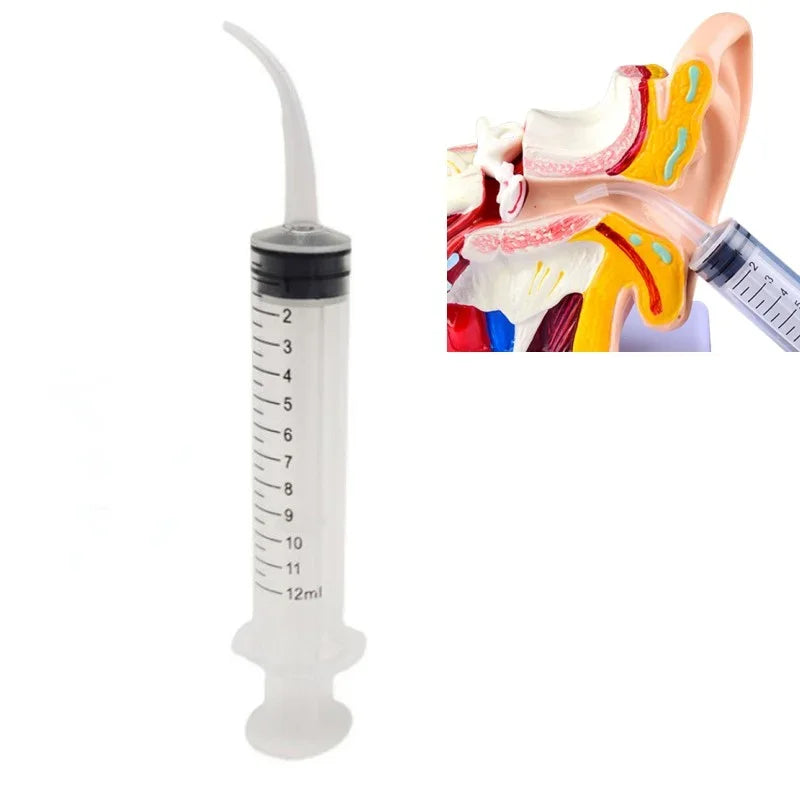 Limpiador de oídos de 12 ml, jeringa, codo, tubo de goma, herramienta para eliminar cerumen, limpiador de oídos, eliminación de cerumen, limpiador de oídos, cuidado de la salud