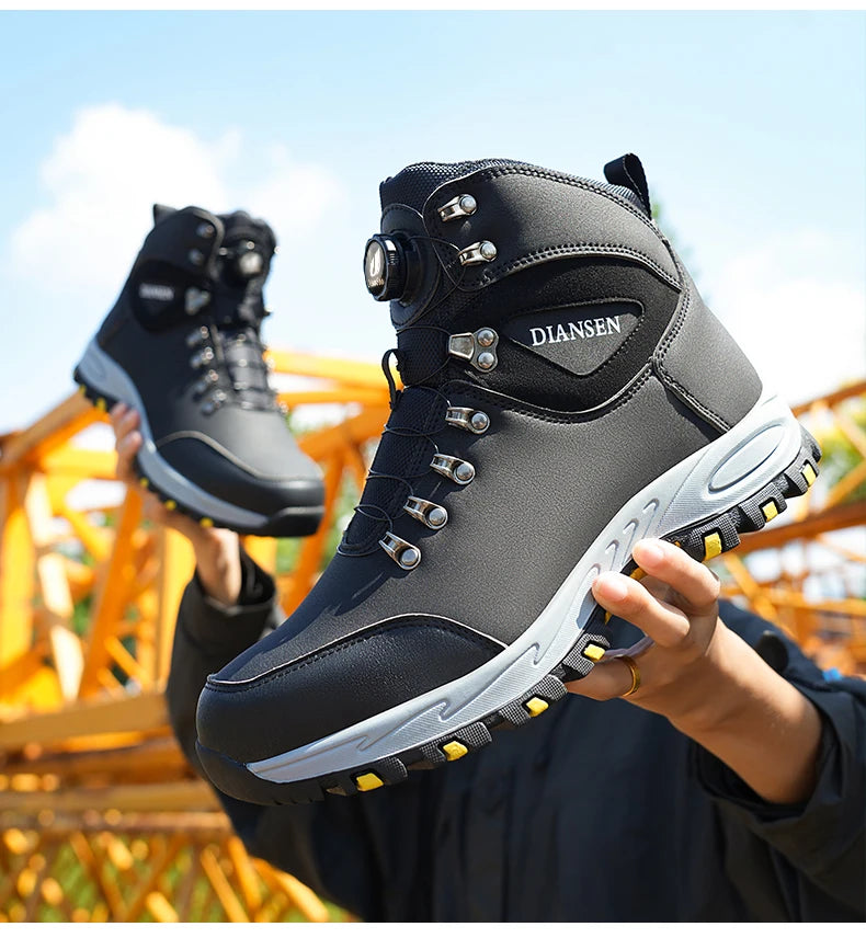 Zapatos de seguridad con botón giratorio, zapatillas de trabajo para hombre, zapatos indestructibles, zapatos de protección a prueba de pinchazos, botas de trabajo, botas tácticas.