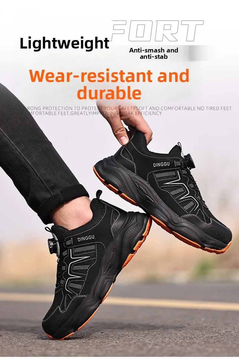 Calzado de seguridad laboral para hombre, resistente a impactos y perforaciones, con puntera de acero, tejido ligero y protección Flykned.