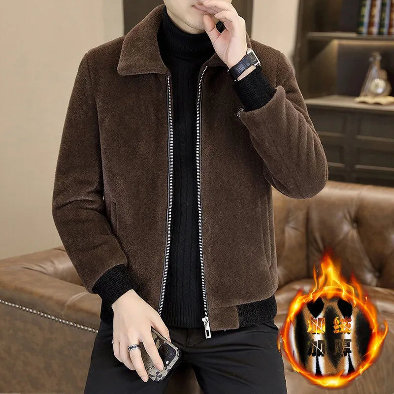 Chaqueta de algodón de invierno para hombre, nueva, resistente al frío, de alta gama, con forro polar, gruesa, informal, ajustada, con cremallera, abrigo corto de moda, tendencia