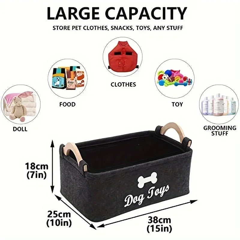 Caja de juguetes de fieltro para mascotas, caja de juguetes para perros, caja de almacenamiento tipo cesta: perfecta para organizar a las mascotas