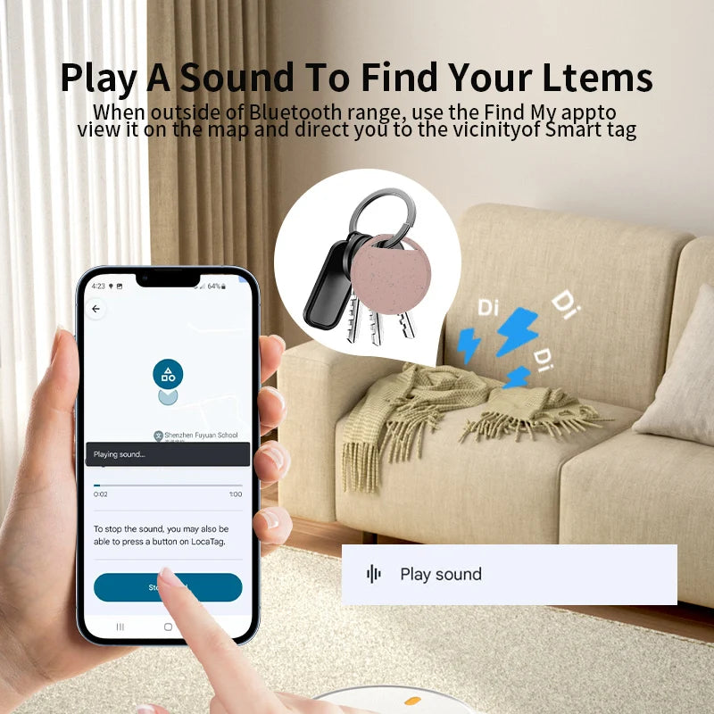 Rastreador GPS Bluetooth original de la marca RSH para teléfonos Android. Funciona con la aplicación Google Find My. Buscador de llaves para mascotas para Xiaomi y Samsung Pixel.
