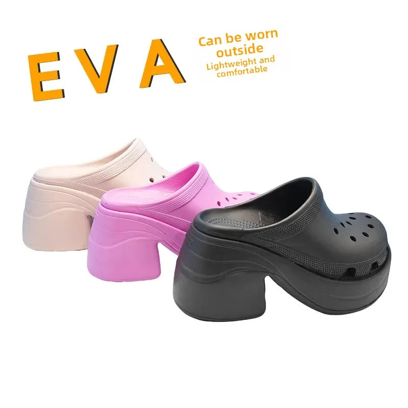 Sandalias cómodas de EVA con tacón grueso y diseño de sirena para mujer, antideslizantes, informales, para playa y exteriores
