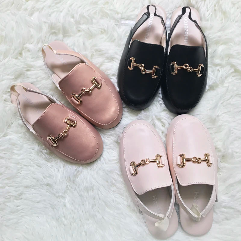 Zapatos para niños, sandalias negras para exteriores, zapatillas para niñas pequeñas, zapatos planos suaves de marca, sandalias de princesa, zapatos sin cordones de verano