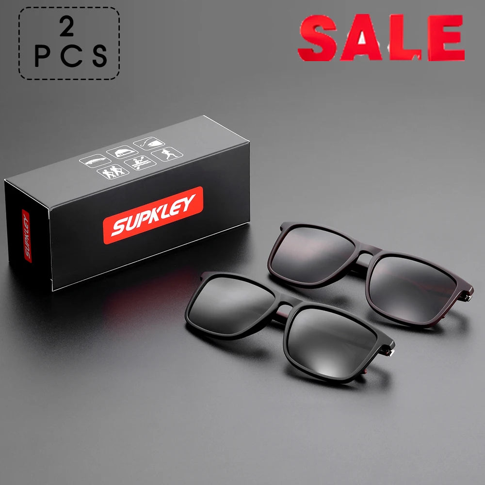 Gafas de sol deportivas SUPKLEY para hombre, polarizadas, cómodas, cuadradas, ligeras, accesorio original