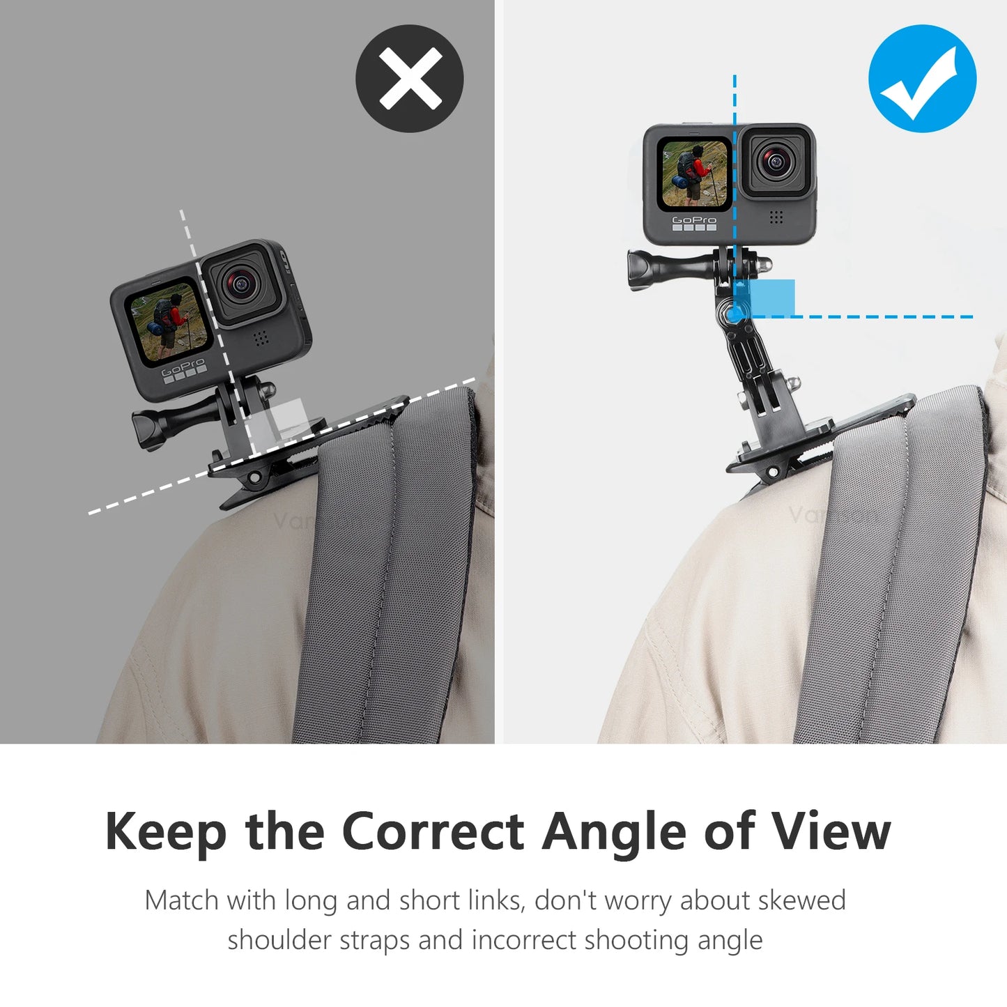 Clip de mochila Vamson para Insta360 x3 para cámara GoPro Hero 11, 10 y 9, soporte para cinturón de hombro giratorio de 360°, accesorios para DJI Action