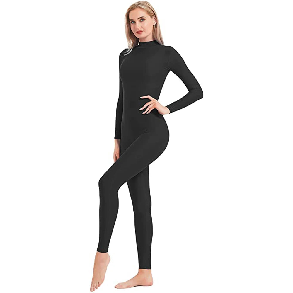 Mono de cuello alto unisex, leotardo de cuerpo entero, mono de yoga de manga larga para mujer, mono de gato, ropa deportiva diaria, trajes de cosplay