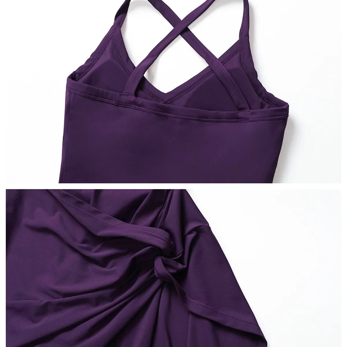 Falda de una pieza para mujer, de verano, segura, para yoga, tenis, gimnasio, golf, correr, deportes, fitness, con almohadillas para el pecho, antideslumbrante, para baile.