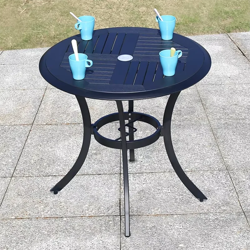 Mesa redonda/cuadrada para exterior, mesa de jardín, mesa de comedor moderna de madera y plástico, mesa larga para exteriores, ocio, patio, villa