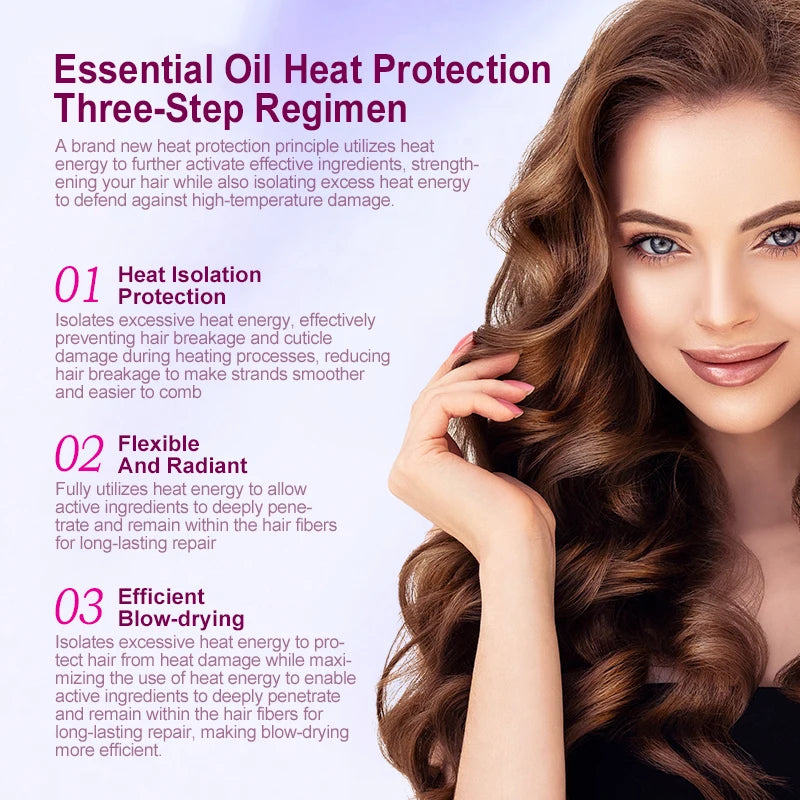 Spray protector térmico PURC Aceite de coco Control del frizz y brillo para todo tipo de cabello Protección térmica hasta 470 °F Cuidado del cabello