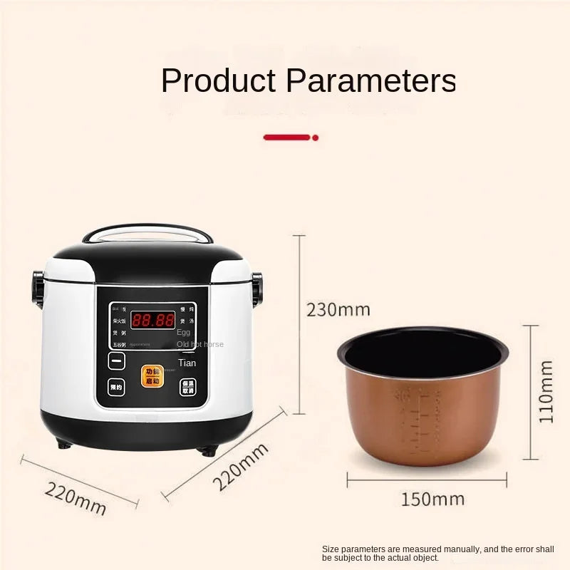 Mini olla arrocera eléctrica de 2 l, olla arrocera portátil para coche, 12 V/24 V, para coche y camión. Menú en inglés/ruso.