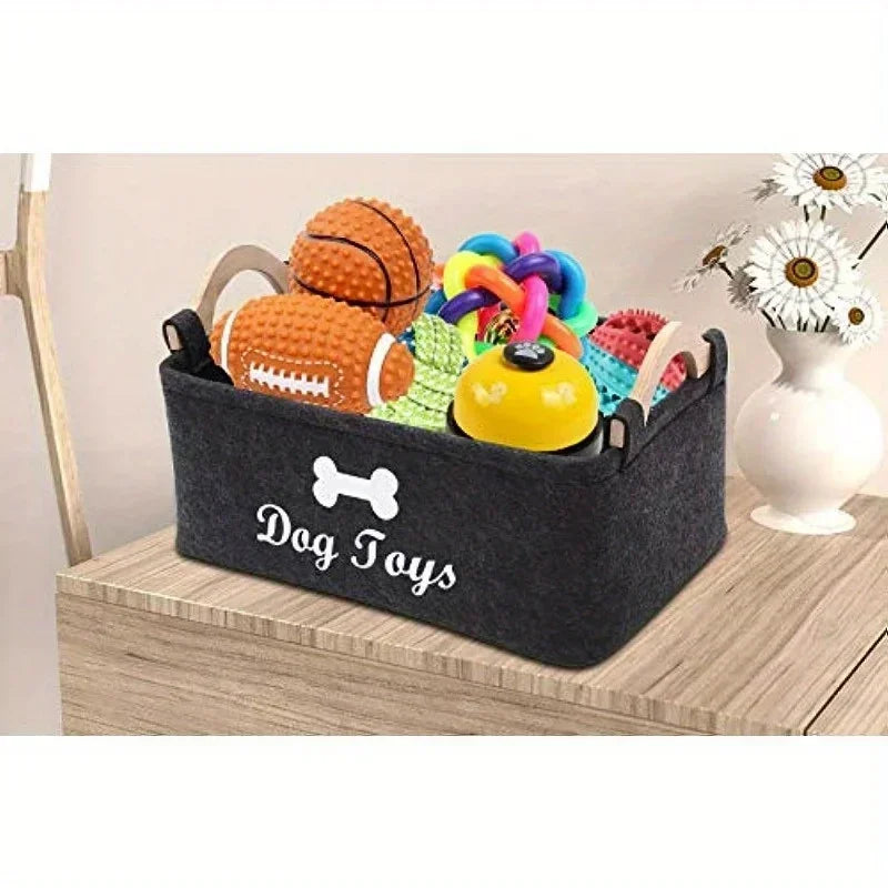 Caja de juguetes de fieltro para mascotas, caja de juguetes para perros, caja de almacenamiento tipo cesta: perfecta para organizar a las mascotas