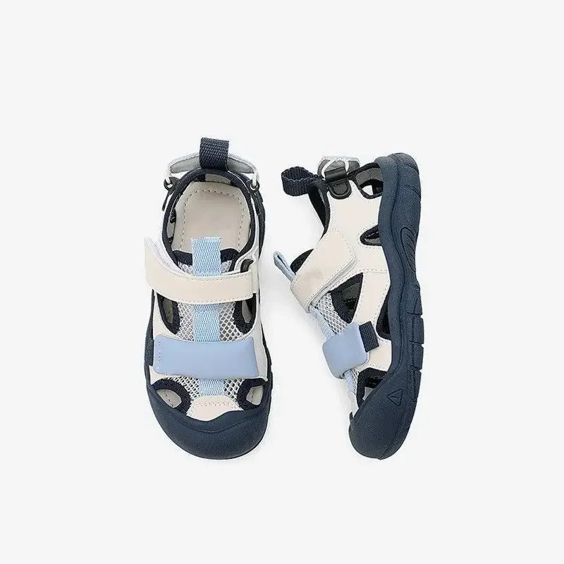 Sandalias para niños, novedad de verano 2025, estilo coreano, suela suave, antideslizantes, versátiles, con recortes y zapatillas transpirables.
