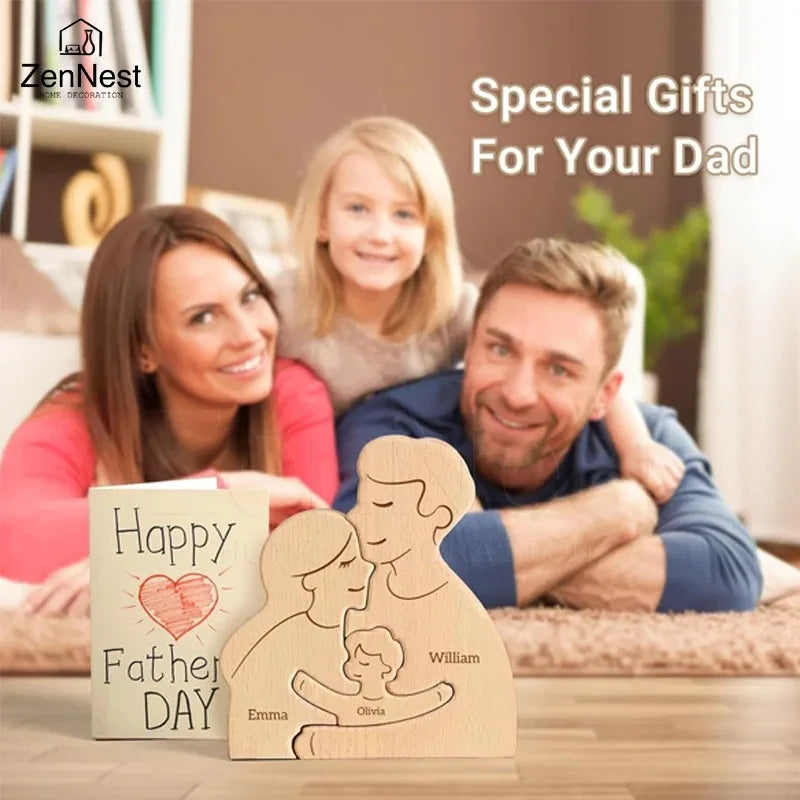 Decoraciones de madera con nombre personalizado, rompecabezas personalizados, decoraciones cálidas para el hogar, regalos cálidos para el Día de la Madre y el Día del Padre.