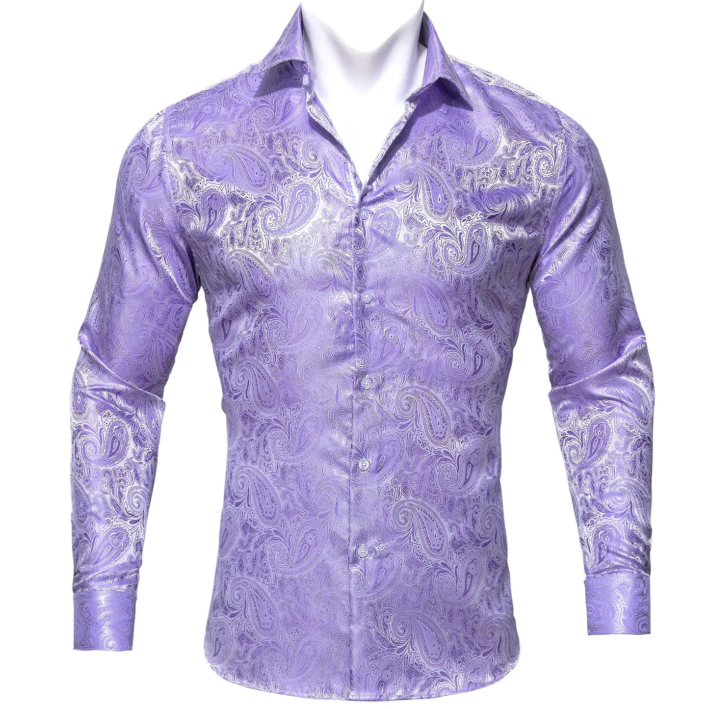 Camisas clásicas negras estampadas y bordadas para hombre, solapa de seda, manga larga, corte formal exquisito, ideales para eventos de negocios y fiestas. Barry.Wang CY-0407